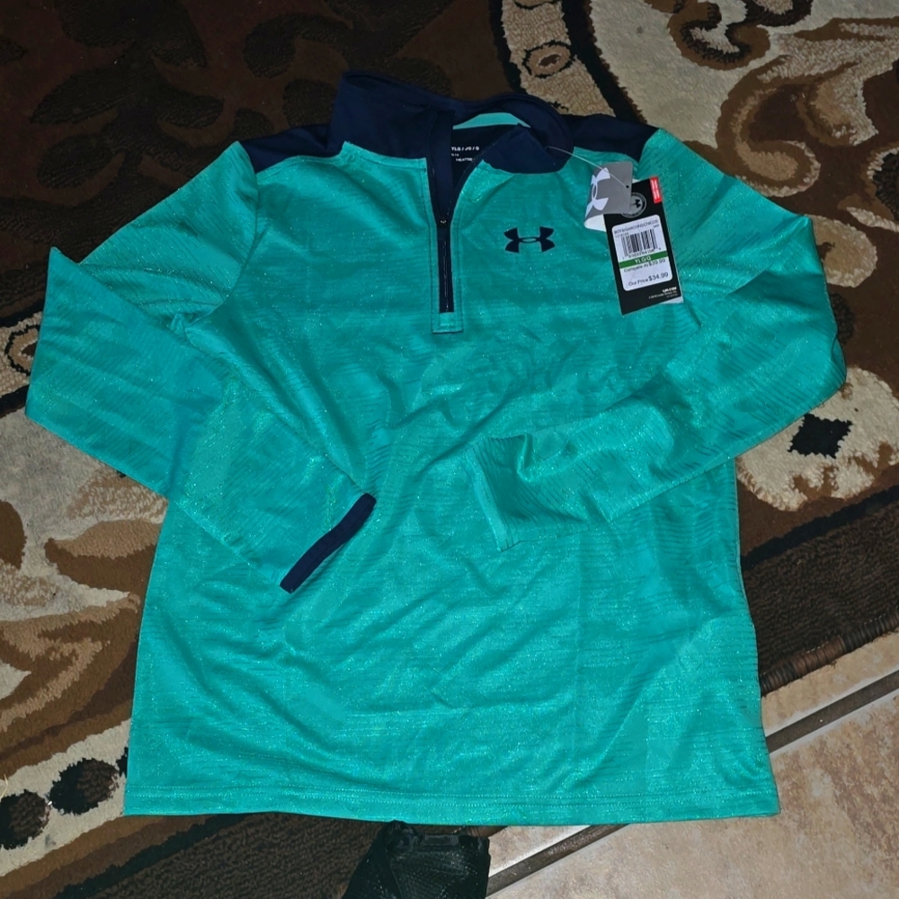 YLG Kids NWT LS Boys Under Armour Zip Pull over leight weight Shirt